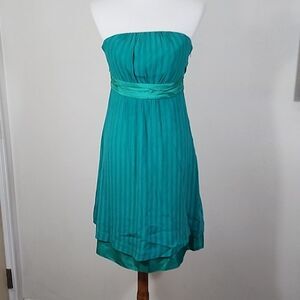 Moulinette Soeurs Anthropologie silk green/teal sleeveless dress Size 6